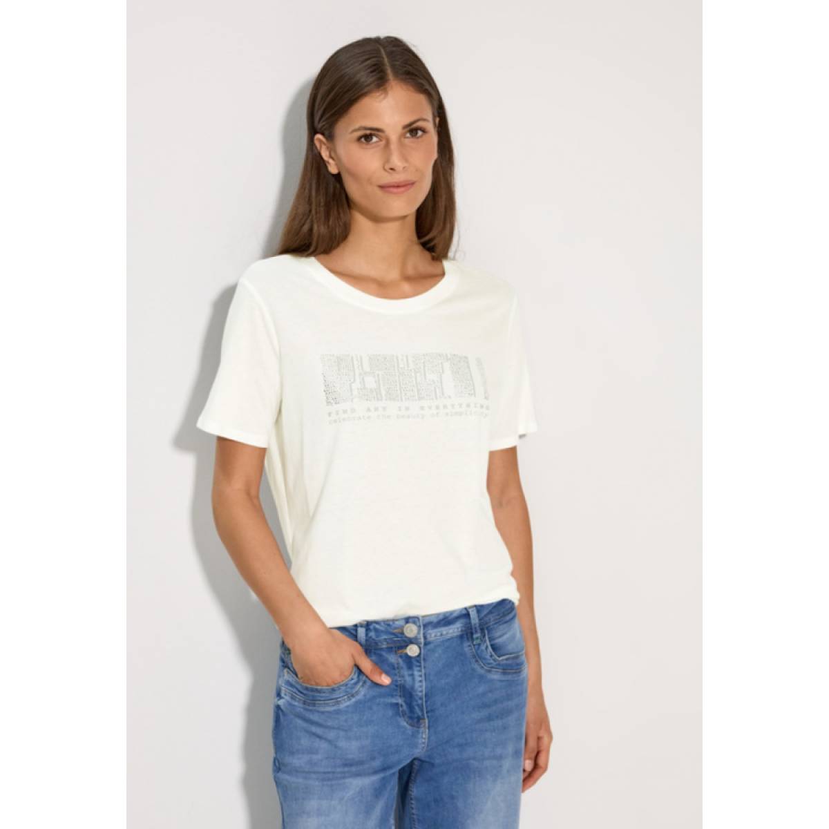 CECIL  t shirts ecru/multi -  model b321915 - Dameskleding t shirts ecru