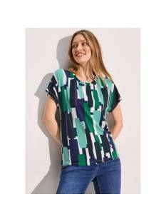 CECIL  t shirts donker groen/multi -  model b321924 - Dameskleding t shirts groen