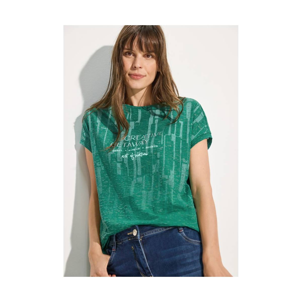 CECIL  t shirts groen/multi -  model b321926 - Dameskleding t shirts groen