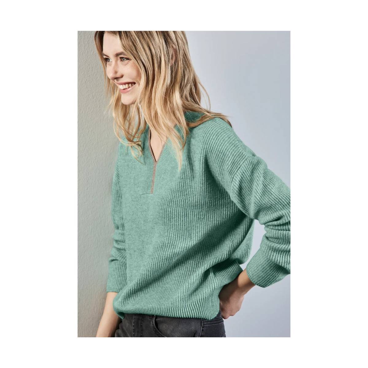 STREET ONE  tricot pull's en gilets licht groen/color -  model a303085 - Dameskleding tricot pull's en gilets groen