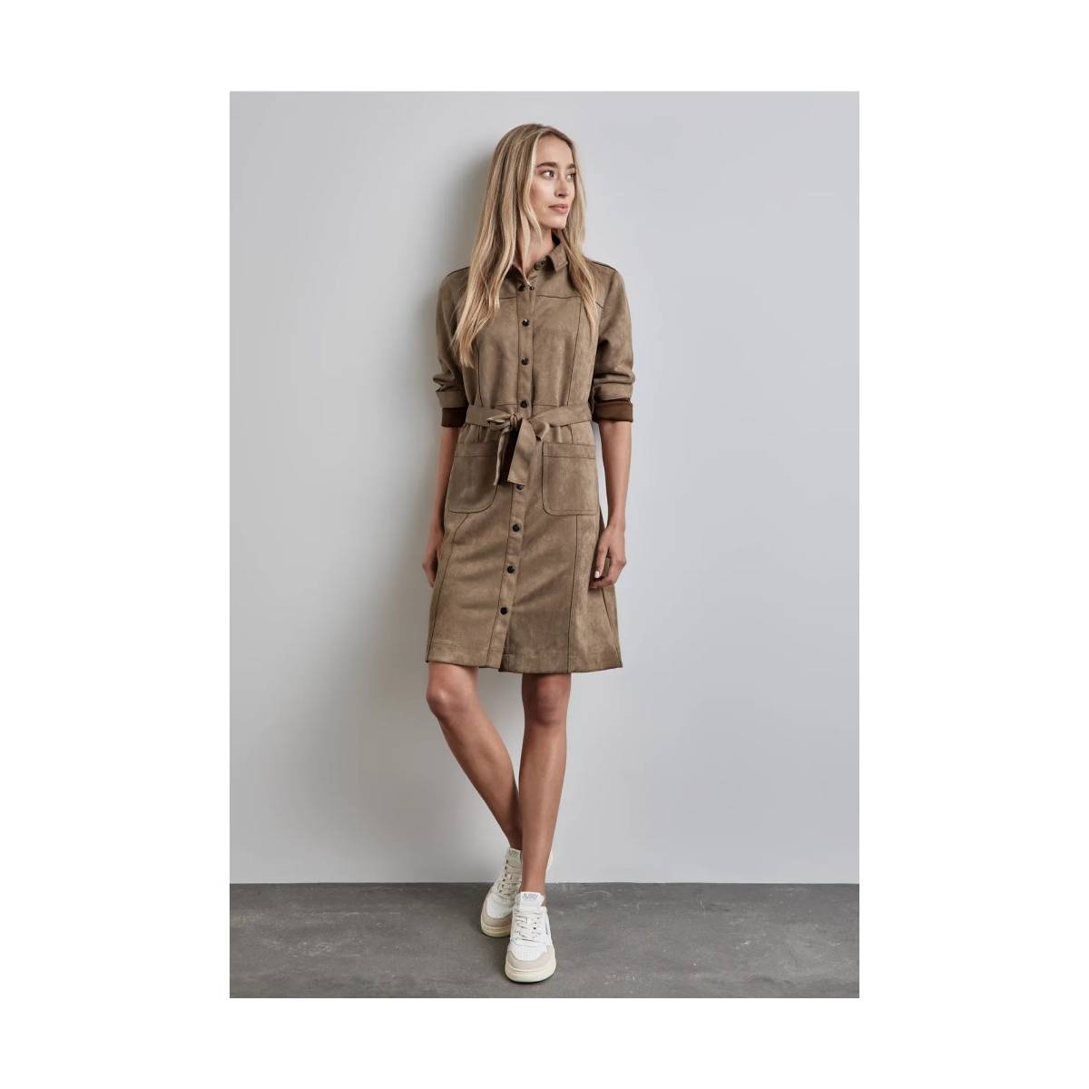 STREET ONE  kleedjes/jurken donker beige -  model a144195 - Dameskleding kleedjes/jurken beige